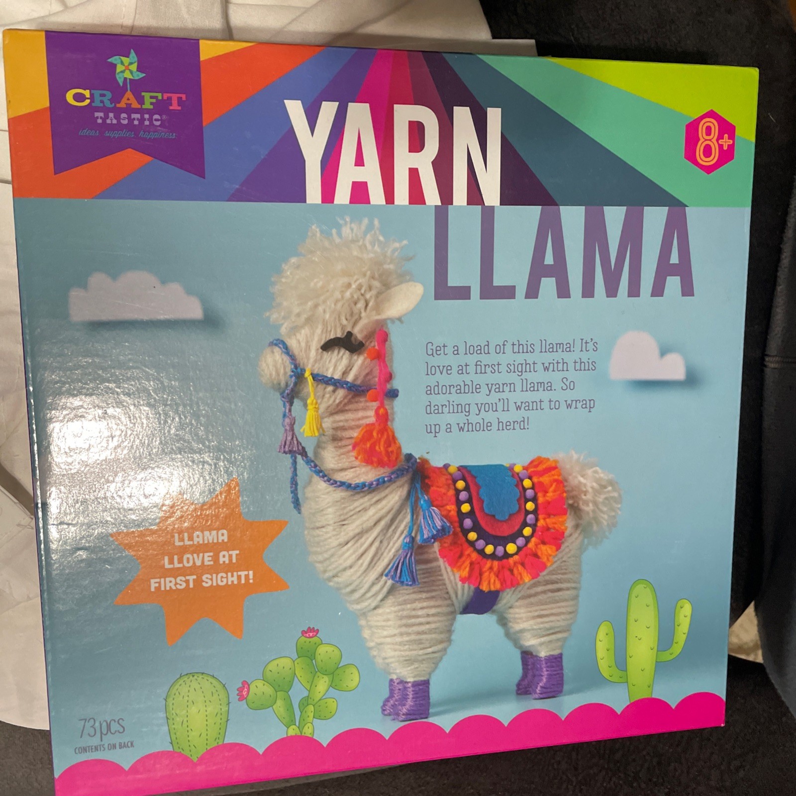Craft-Tastic YARN LLAMA Kit w/ 73 Pieces For Ages 8+ Makes 1 Yarn Llama~~NIB!!