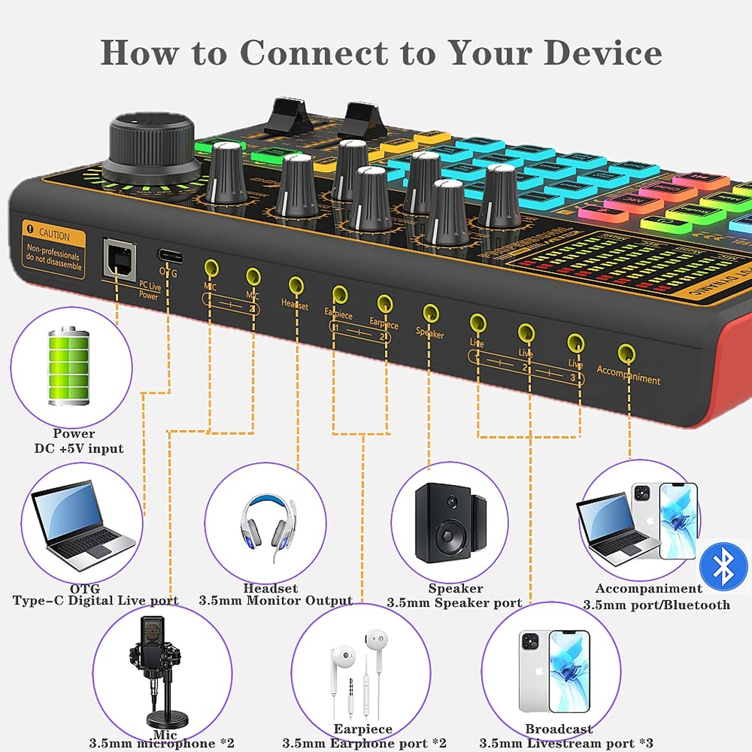 K300 Sound Effects Board Set, Voice Changer Sound Card with Multiple Sound Ef...