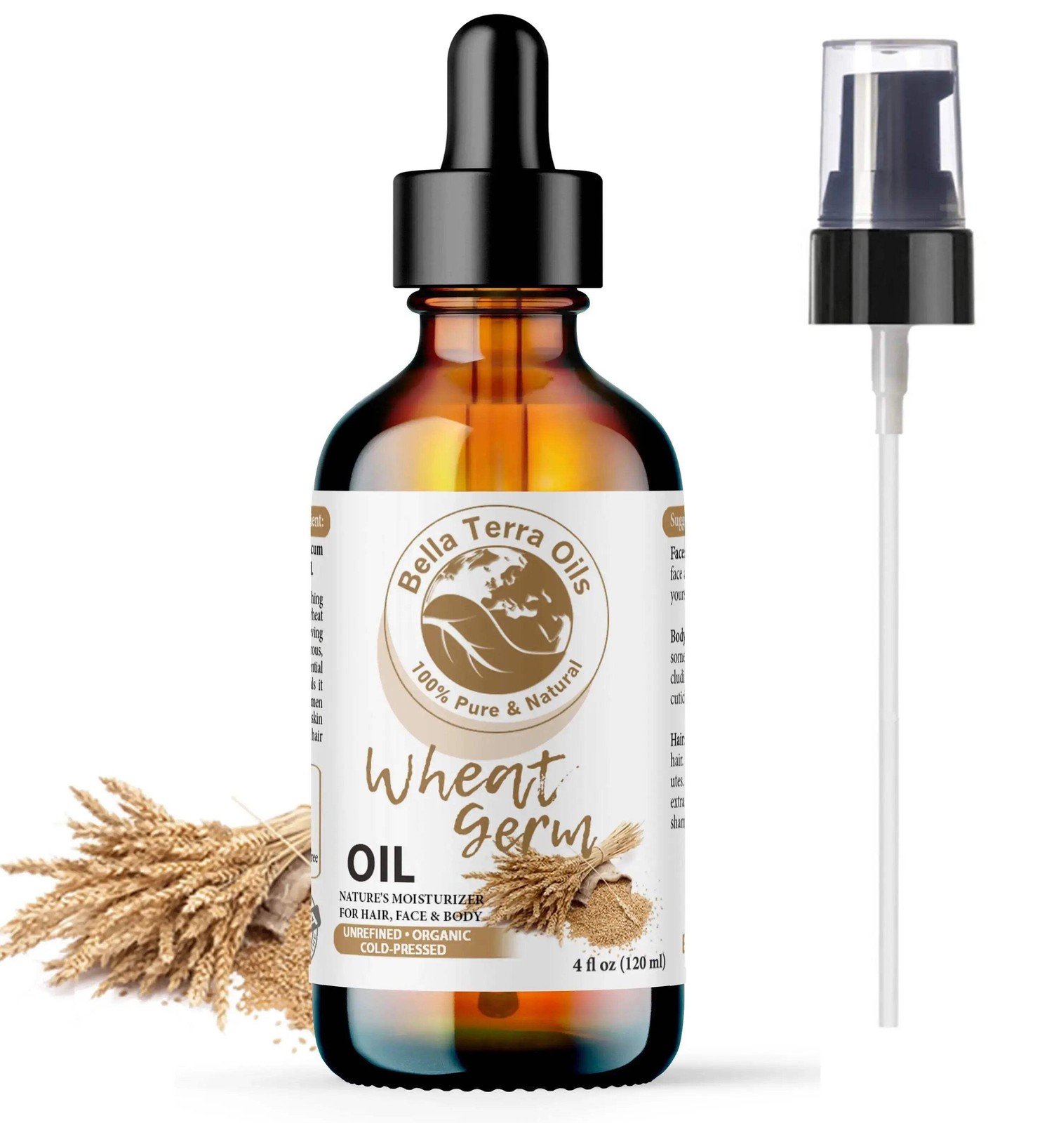 Organic Cold-Pressed Wheat Germ Oil 100% Pure Skin Hair Face Anti-Aging