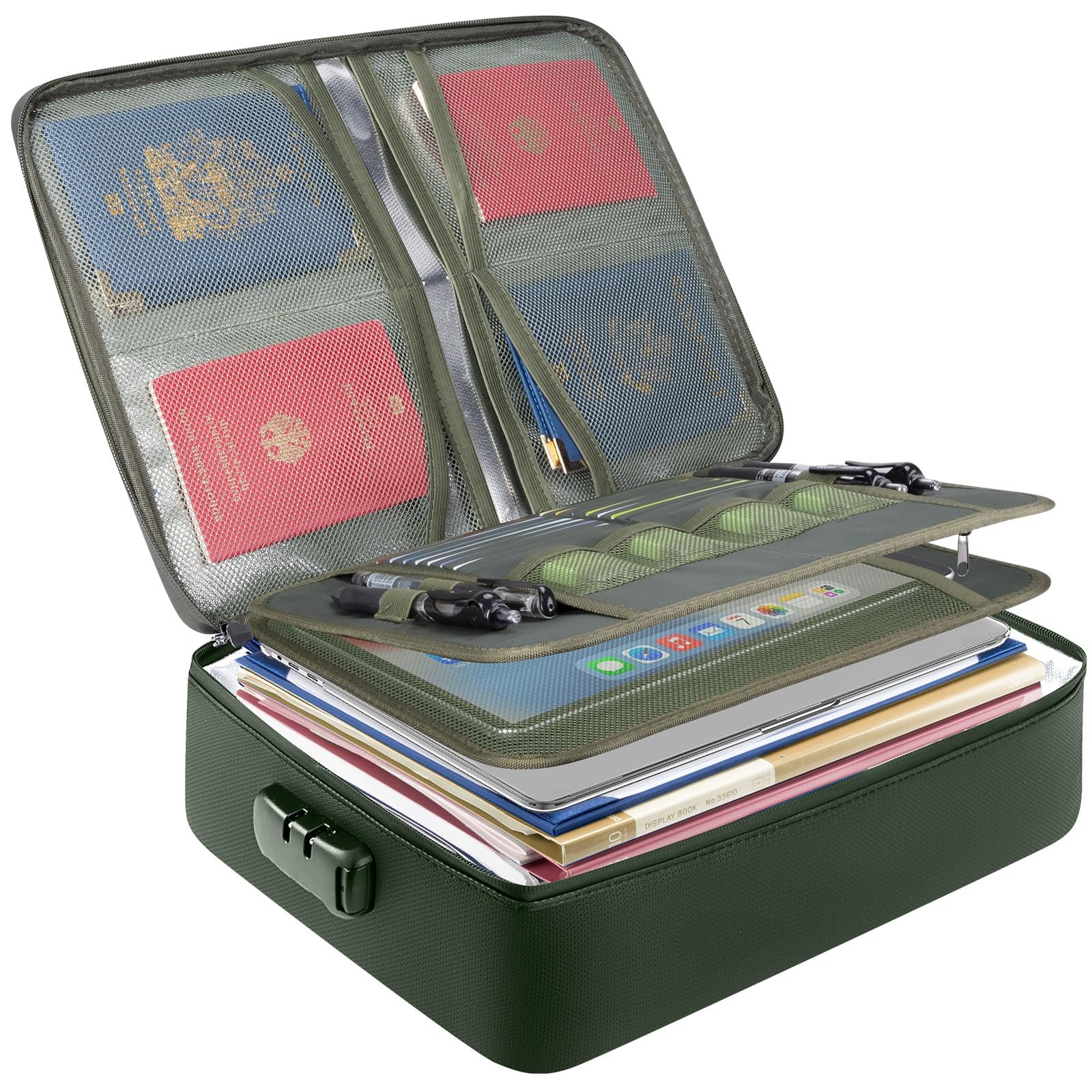 BALEINE Fireproof Document Box with Lock, Portable Fireproof Document Bag Wat...