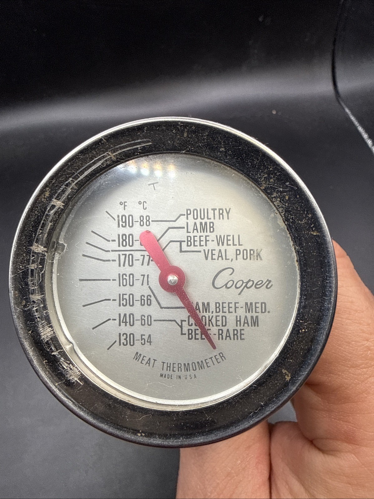 Vintage Cooper Aluminum Meat Thermometer 130-185 Degrees 4” Probe Made In USA