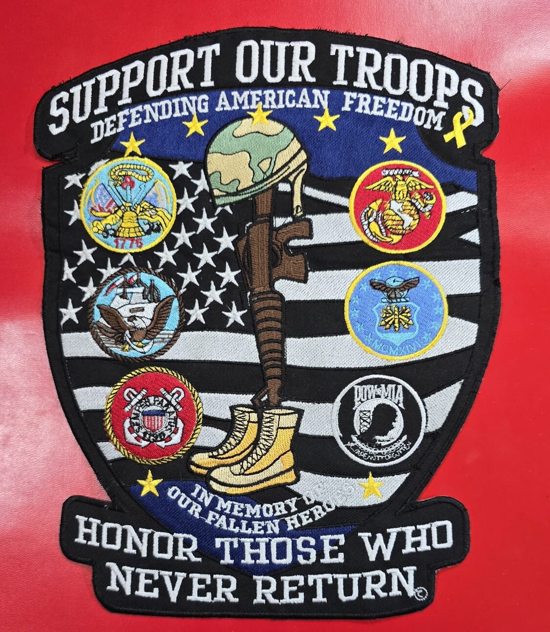 “SUPPORT OUR TROOPS” PATCH FOR BIKES AND JACKETS LARGE SIZE FREE SHIPPING