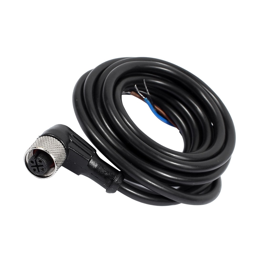 M12 2M Length Electrical Cable Aviation Socket Cable 4Pin Connector Black