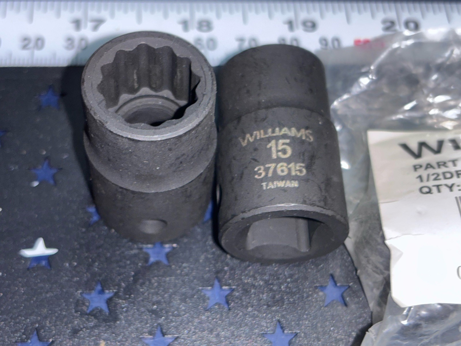(3) Williams 15mm Standard Impact Socket 1/2 Drive 12PT 37615 THREE SOCKETS