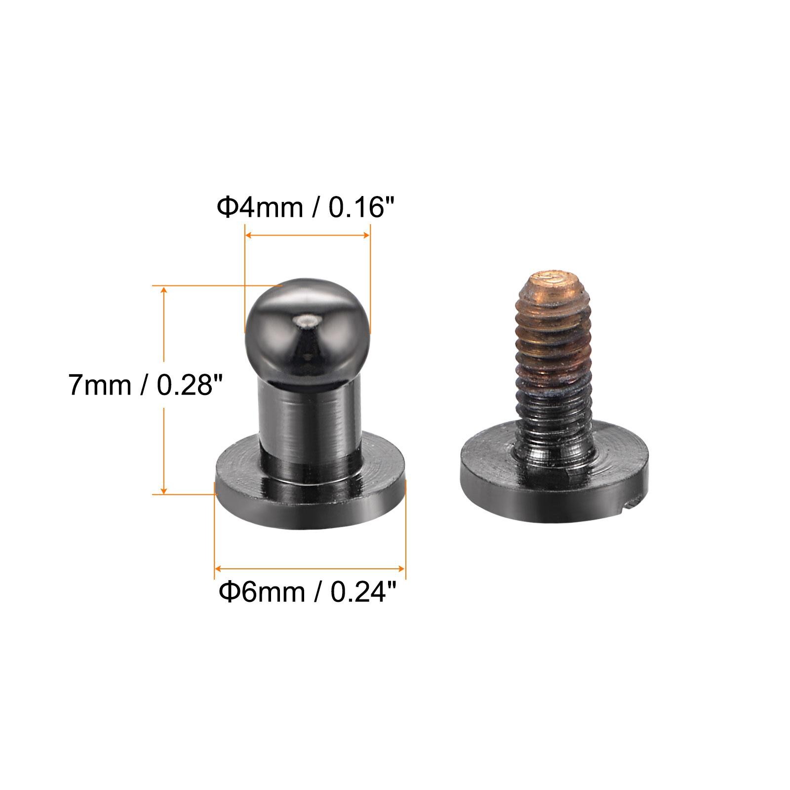 10 Set 4mm Solid Brass Round Head Lock Screw Rivets Pin Fixing, Black