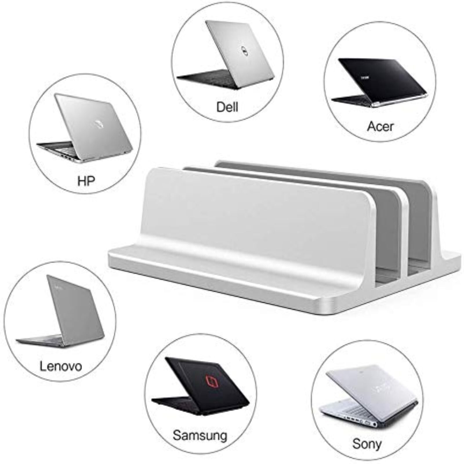 Universal Laptop Vertical Stand, Dual Desktop Stand Adjustable Note... Fast Ship