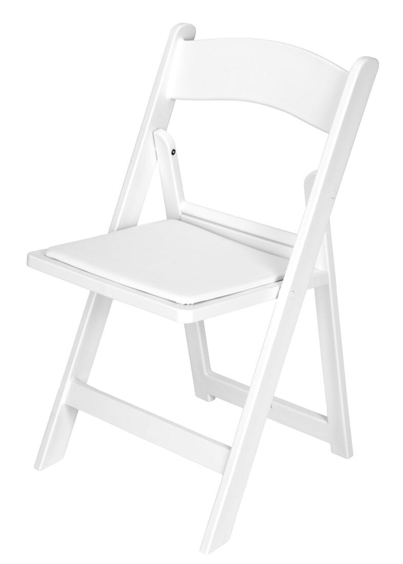 White Resin Folding Chair with Slatted & Padded Seat - 2N1 by Chivari
