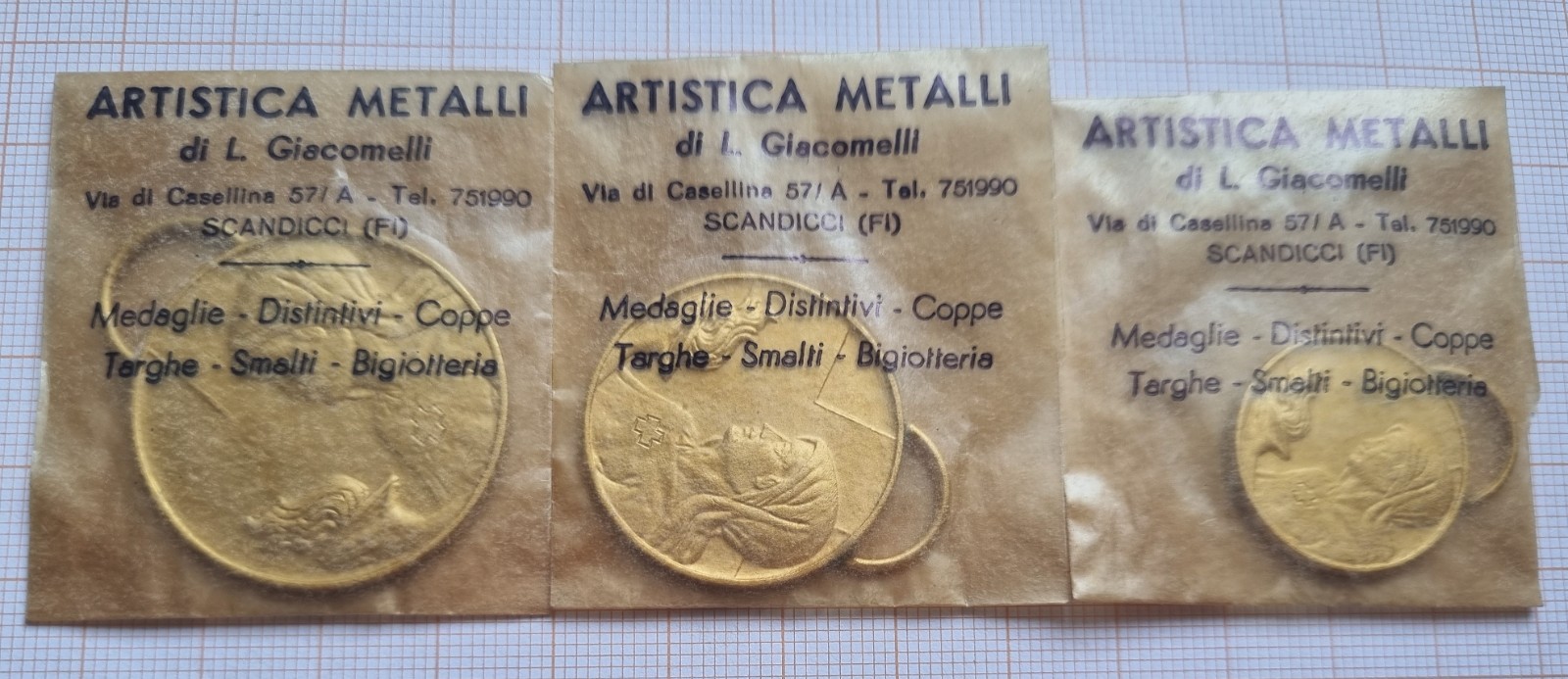 ITALIAN RED CROSS LOT 3 MEDALS "GRADE" MERITORIOUS OF PROPAGANDA C.R.I.
