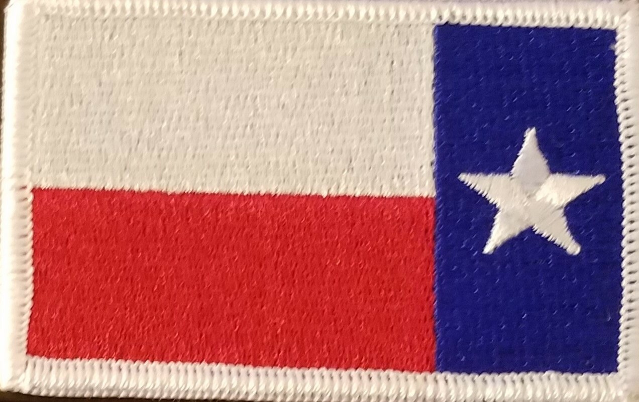 Texas Left Reverse Flag Patch Iron-On Tactical  Lone Star Emblem White