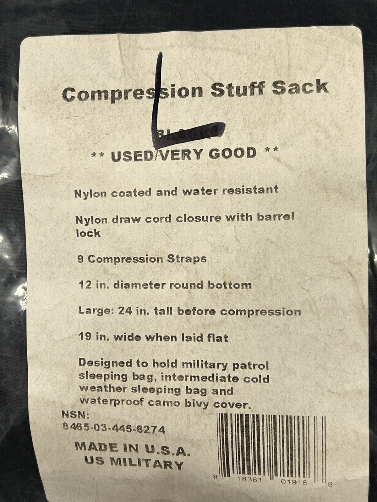 US Army Compression Stuff Sack black