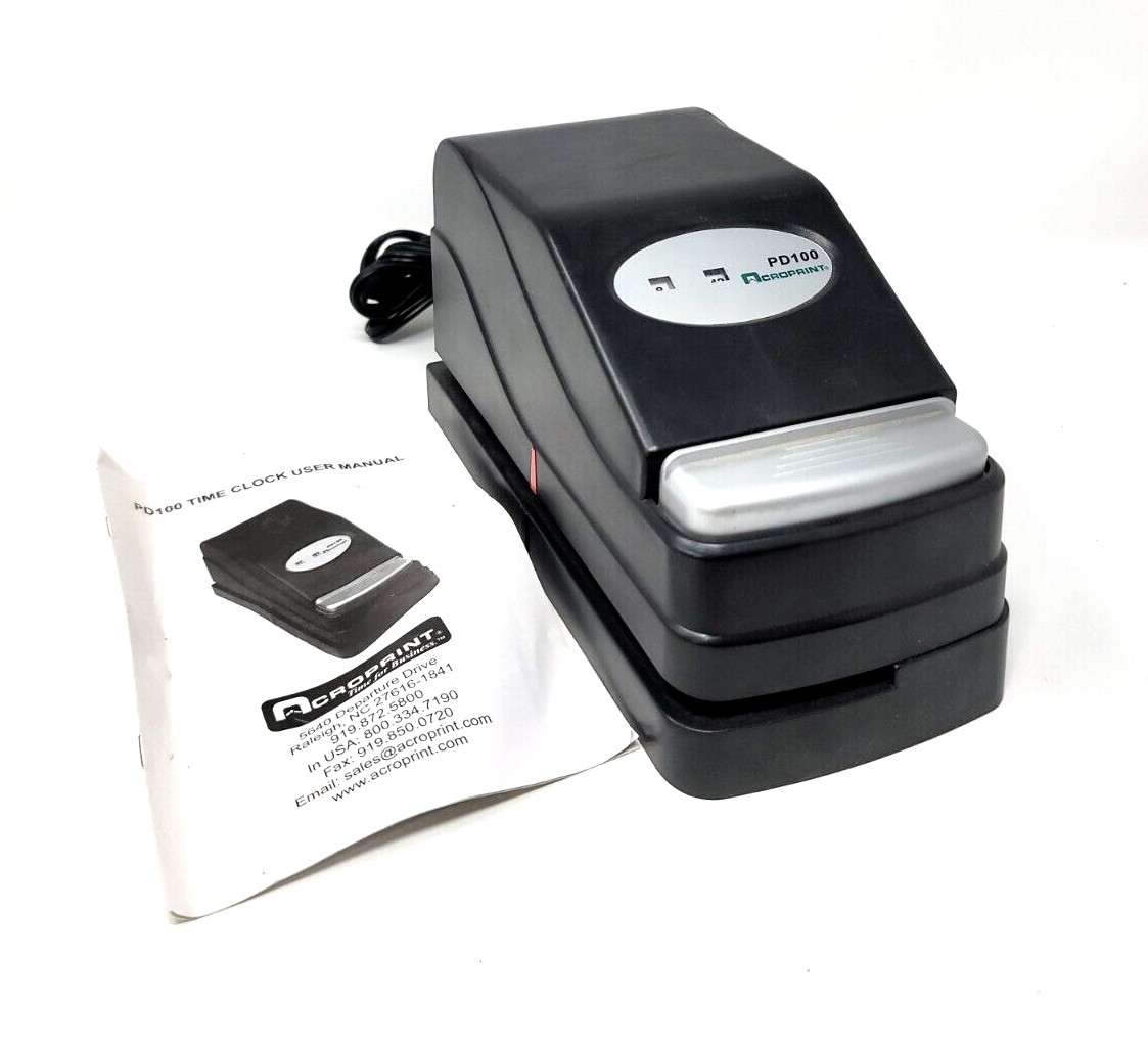 Time Clock Electric Payroll Recorder  Acroprint- with Keys - Works PD100