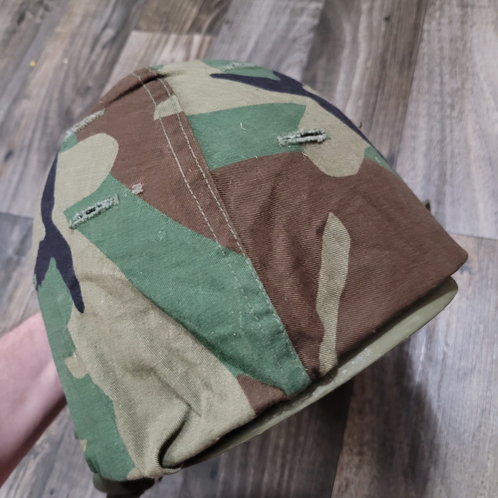 Military Issue 1980s M1 Helmet w/ Liner and Woodland Cover Ground Troops Type 1