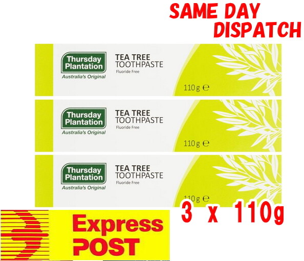 3x Thursday Plantation Tea Tree Toothpaste 110g Fluoride Free healthy teeth gums