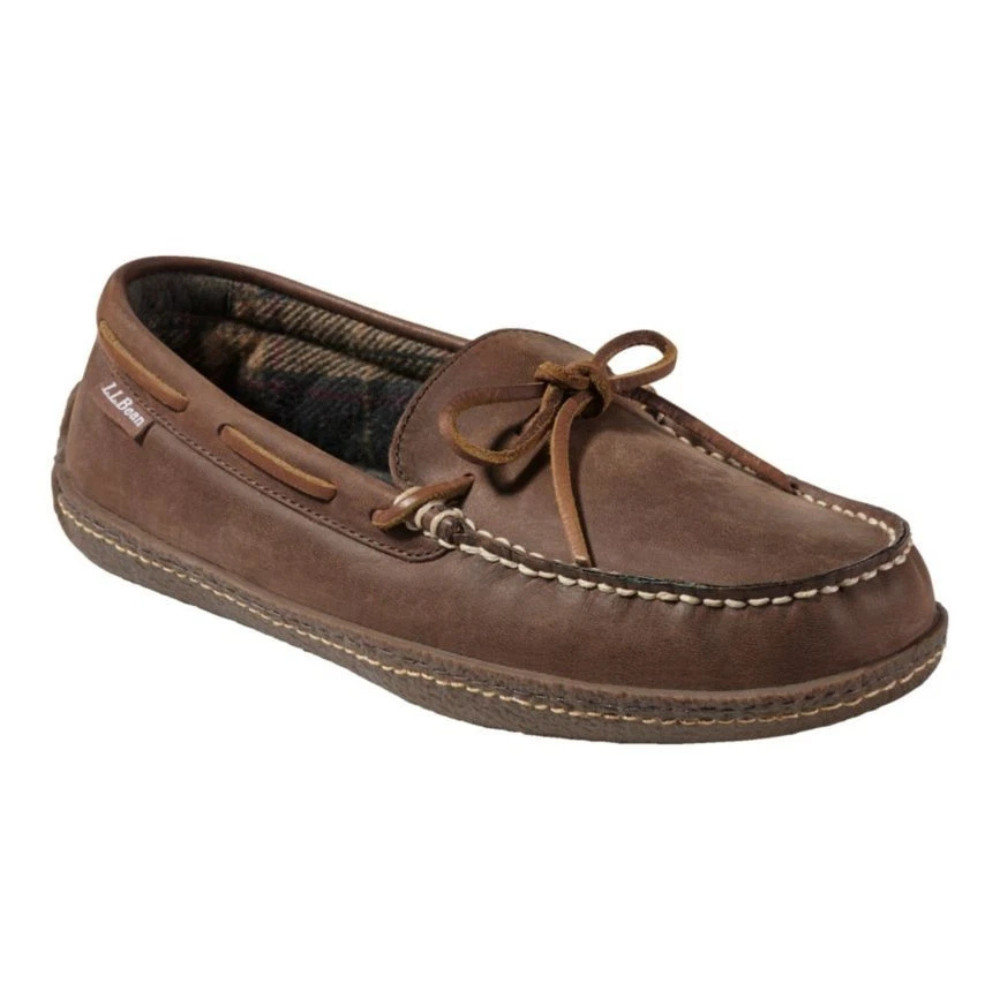L.L.Bean Handsewn 212164 Slippers Mens Acorn Flannel-Lined Slip On Shoes NIN1245