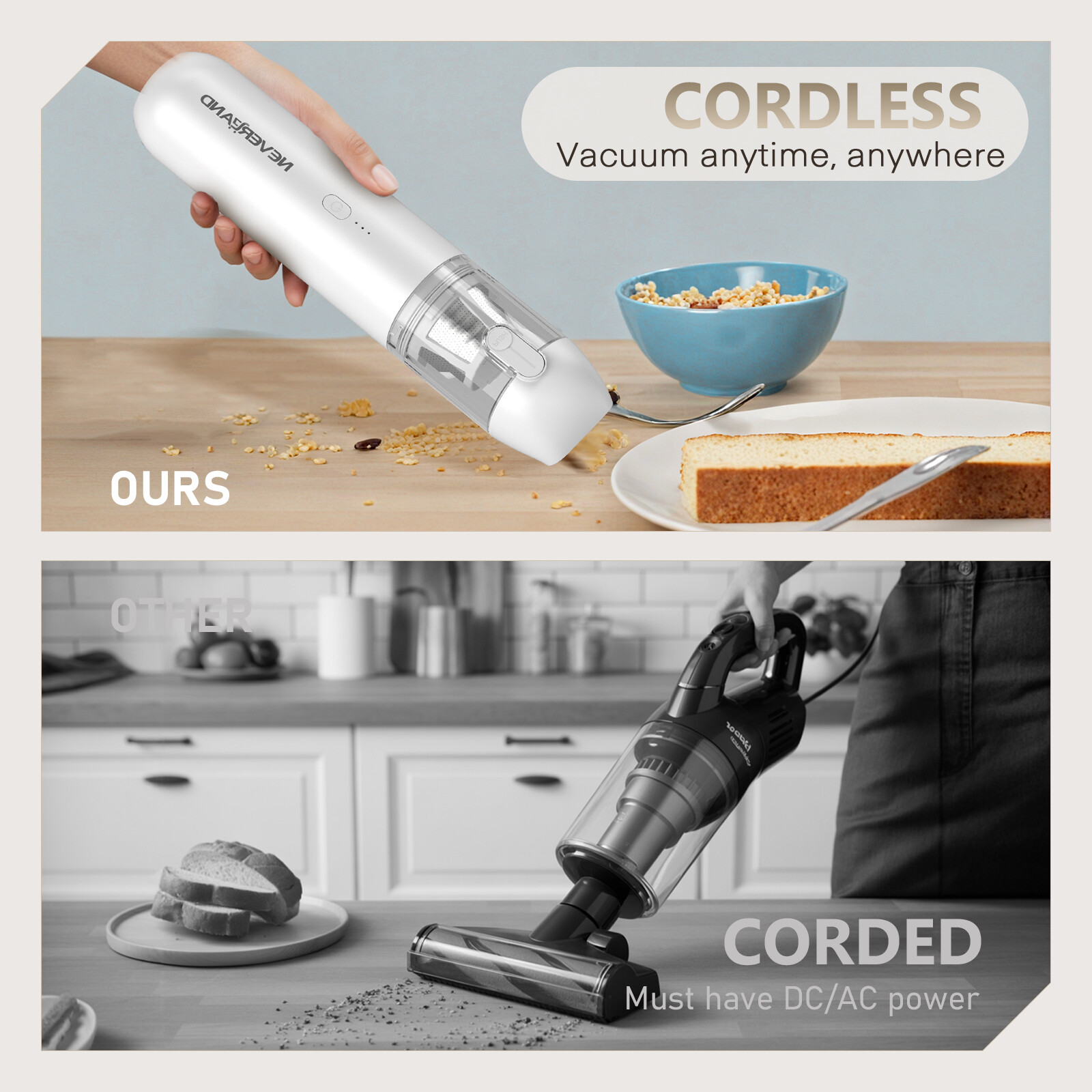Nighteye 80000 RPM Wireless Handheld Vacuum Cleaner Portable for Car & Home