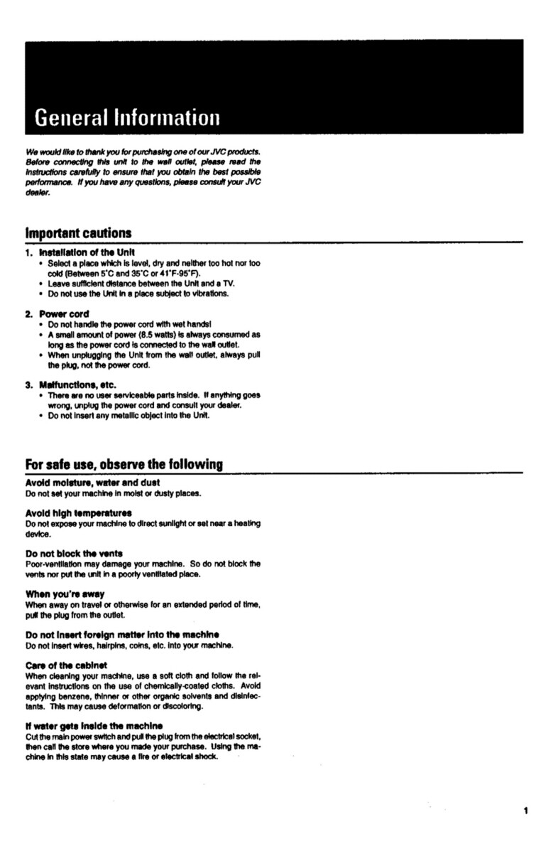 JVC AXF-1-GD Reciever Owners Instruction Manual Reprint