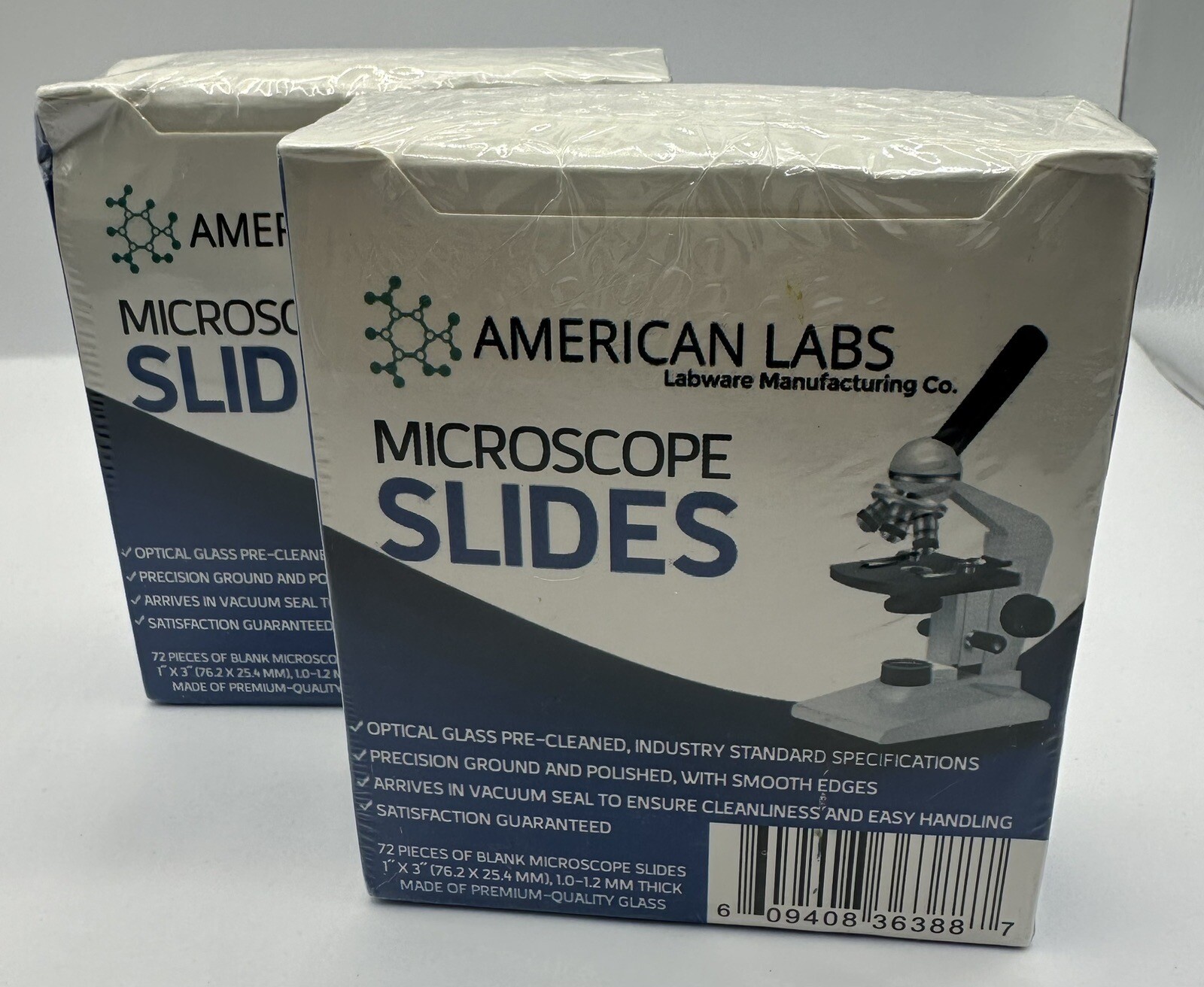 American Labs 2box of 72 Blank Microscope Slides (1”x3”1.2mm)