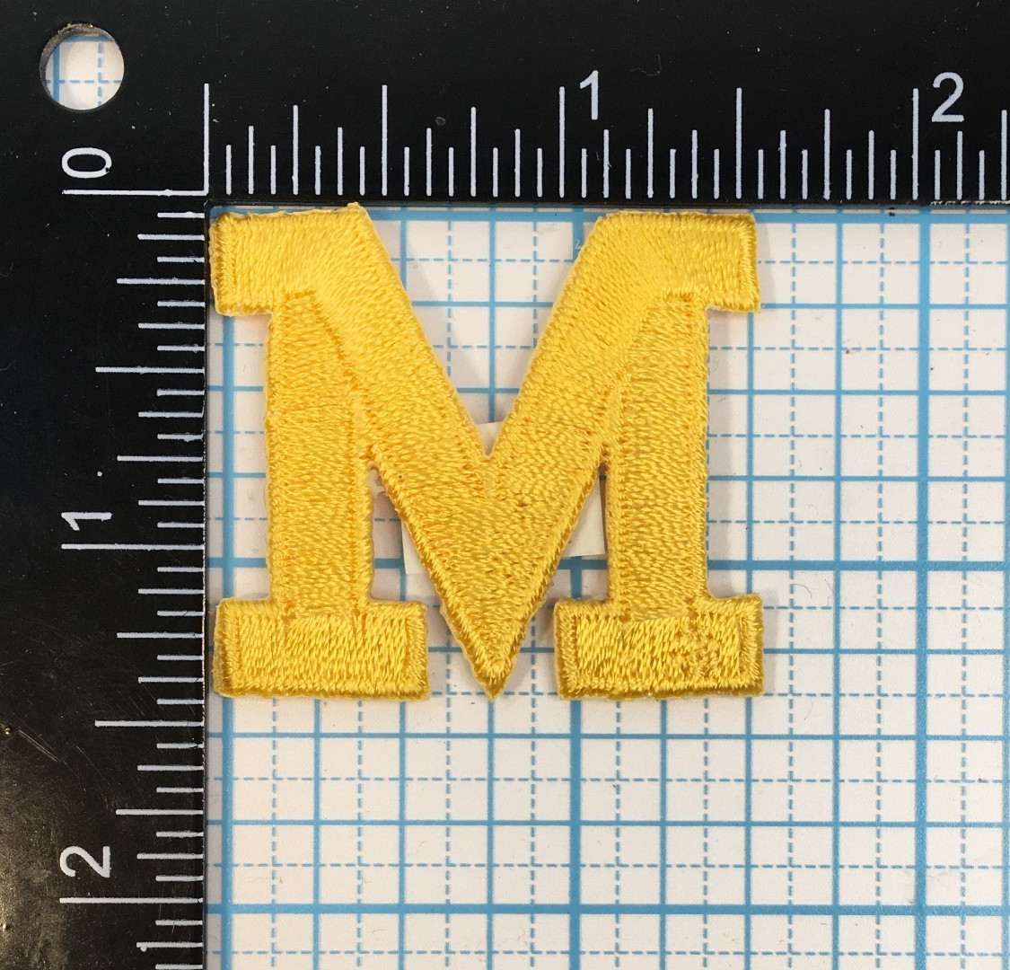 MICHIGAN WOLVERINES NCAA COLLEGE VTG 1.5" YELLOW LETTER M TEAM LOGO PATCH M66