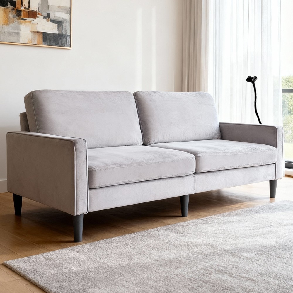 Modern Loveseat Sofa for Living Room,Linen Recliner, Removable Cover, Spring Cus