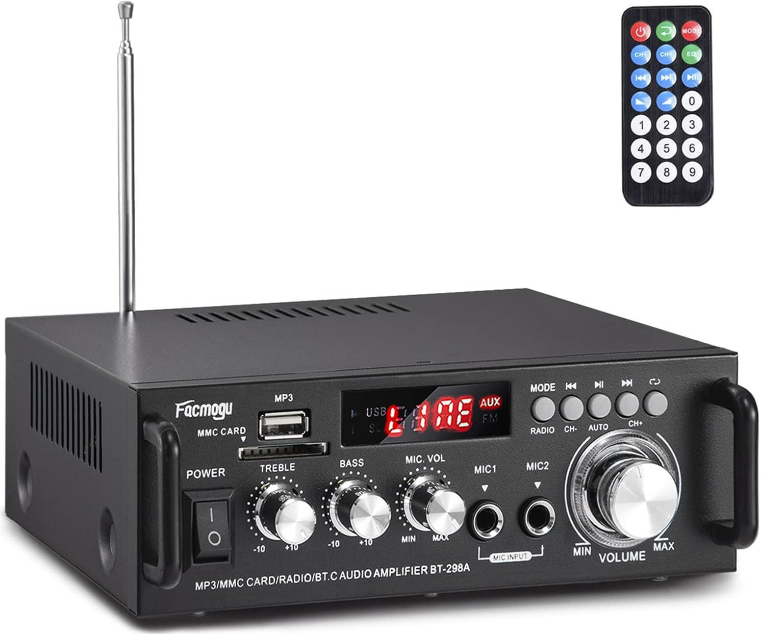 Amplificador de audio estéreo inalámbrico Bluetooth 5.0 de 298 A y 300 W x 2