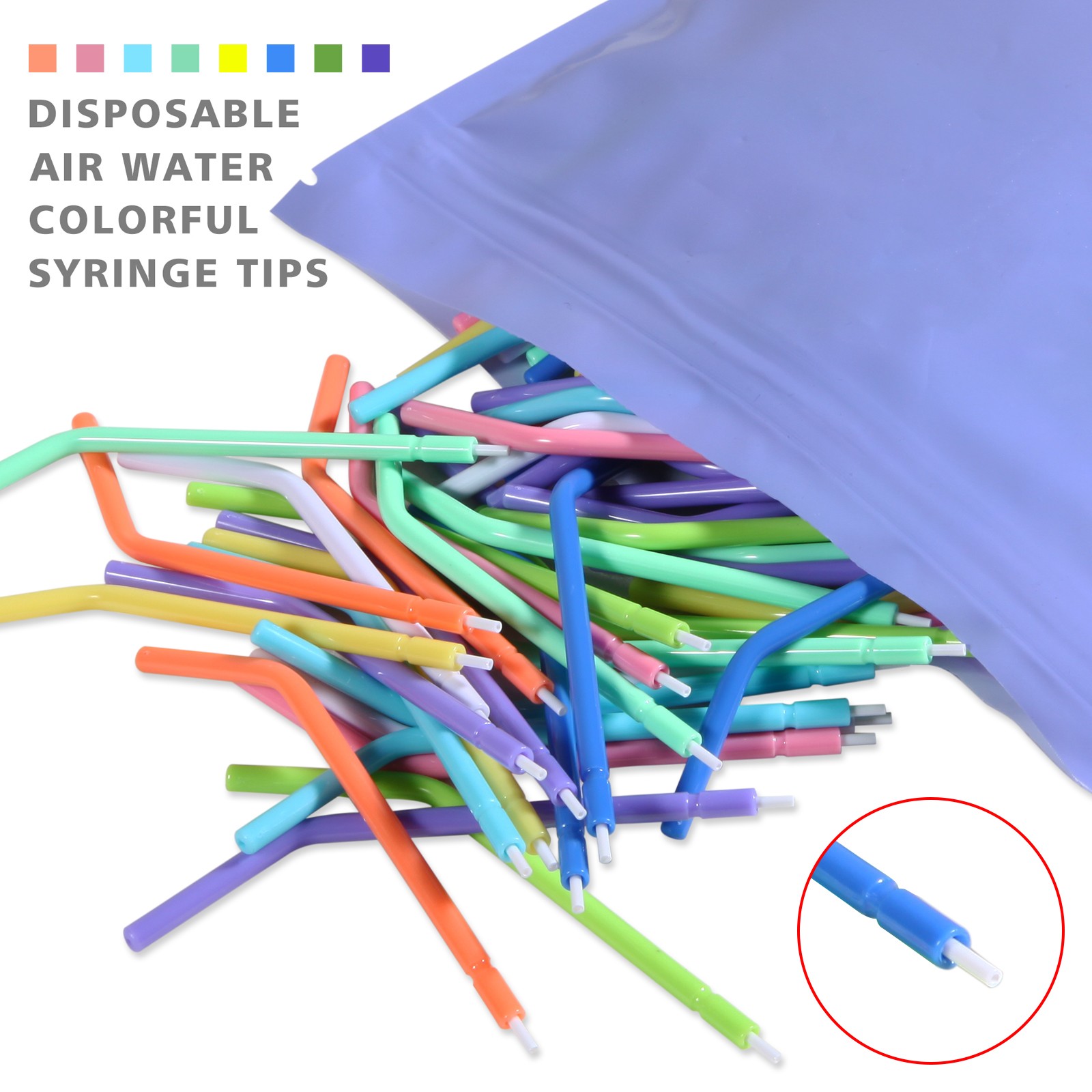 250pcs Dental 3-Way Air Water Syringe Spray Tips Triple Nozzles Tubes Disposable