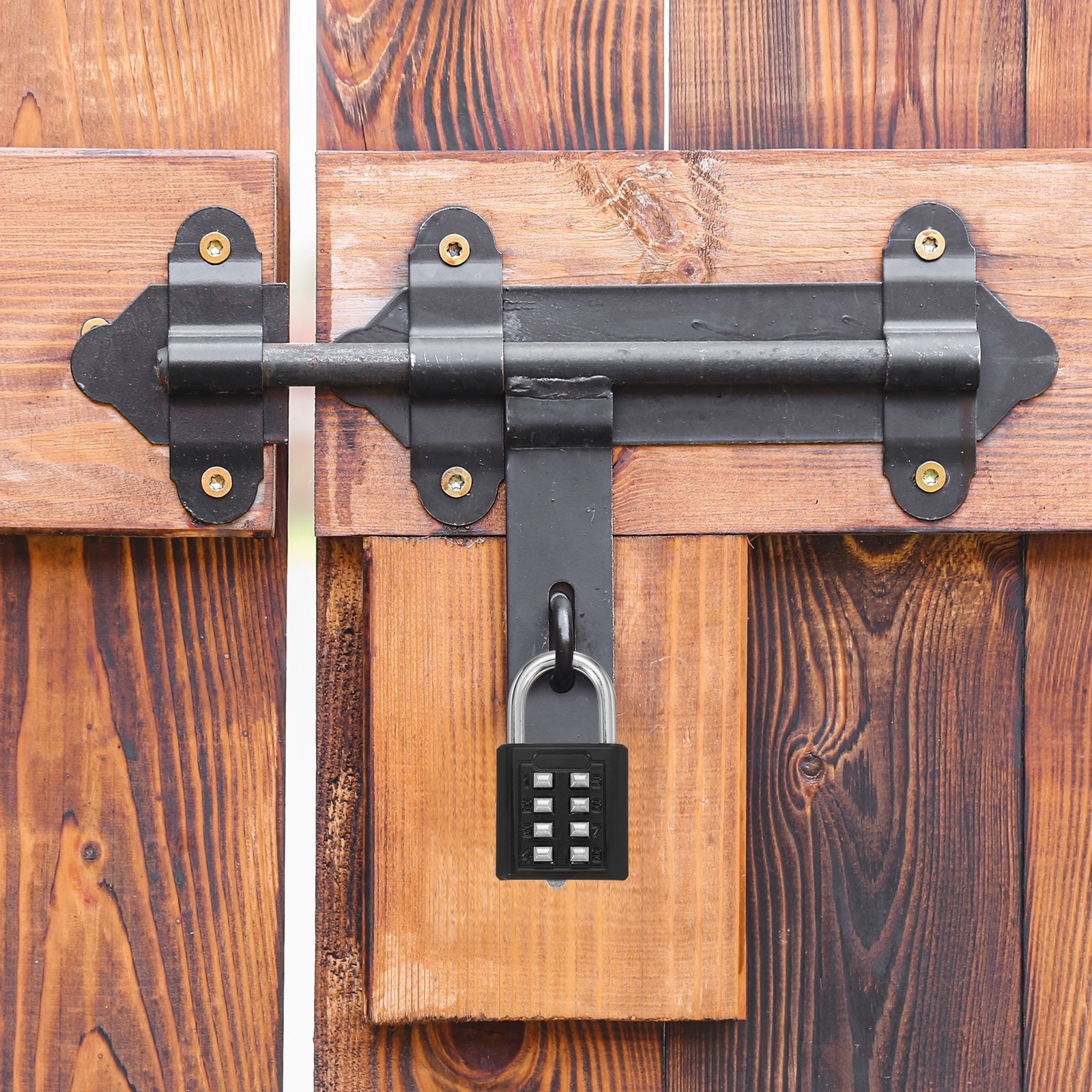 Push Button Combination Padlock 8-Digit 4-Position Lock Black