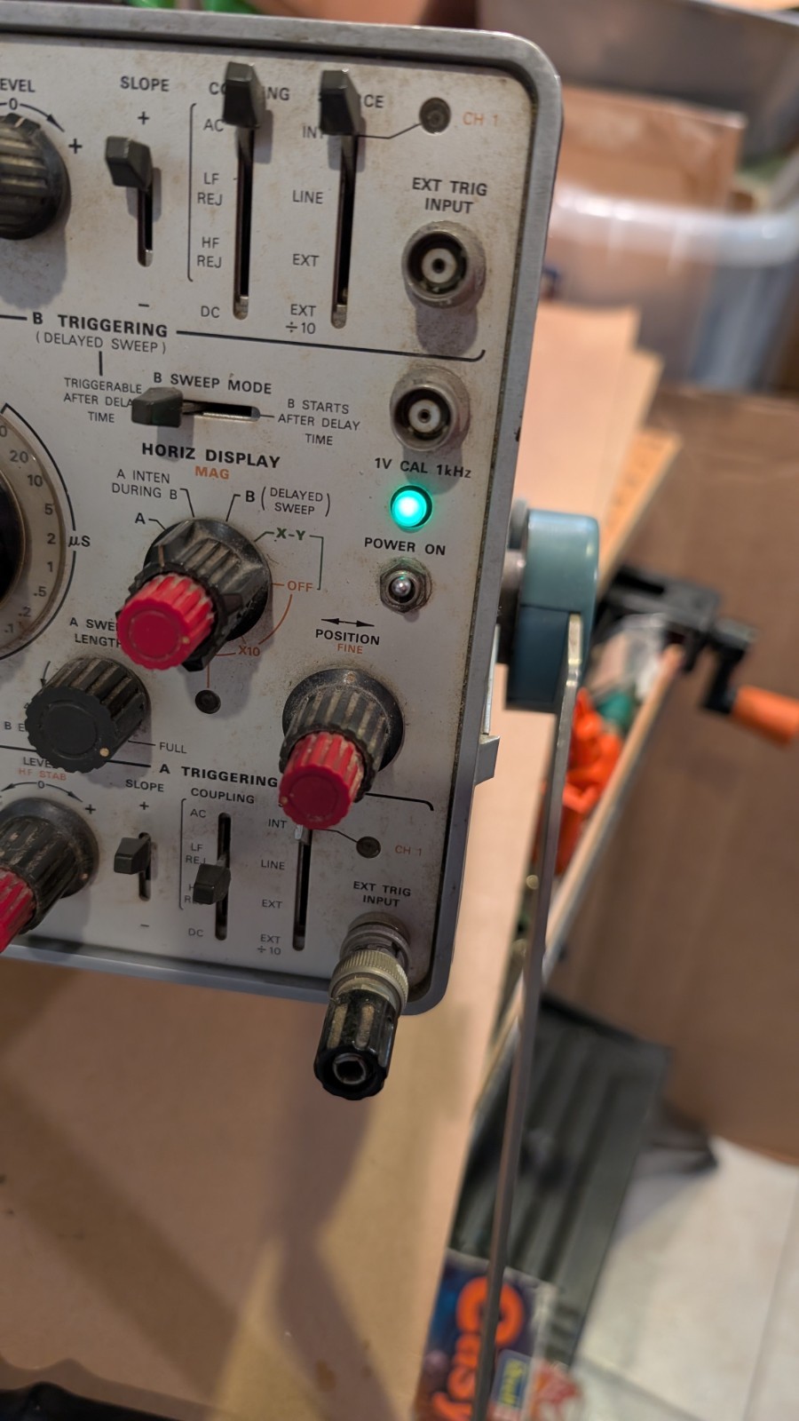 Tektronix Type 454 Oscilloscope powers up, working