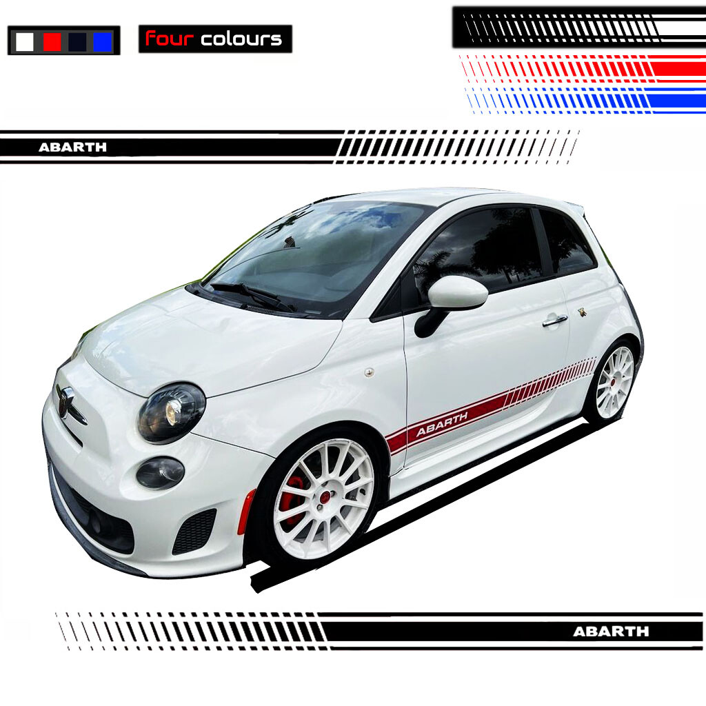 For Fiat ABARTH 500 Vinyl Car Decal Sticker Graphics Kit Sport Side Door 2pcs