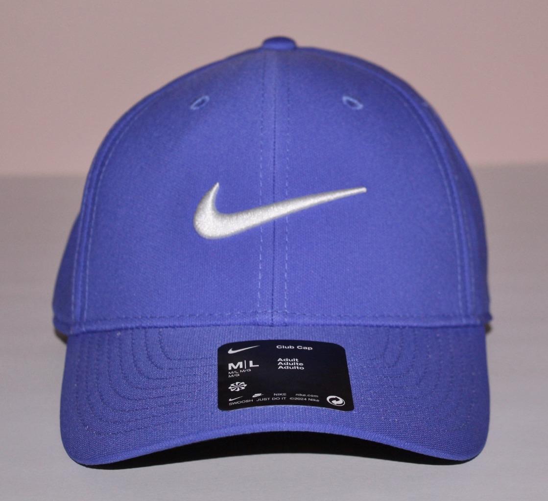 NIKE Periwinkle Blue White Swoosh Logo Adjustable Strapback Baseball Hat Cap *1Z