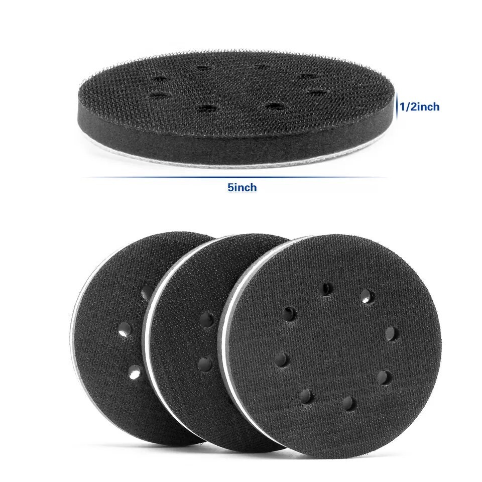 DA Sander 5" Foam Interface Pads 5 Pack Hook & Loop Backing
