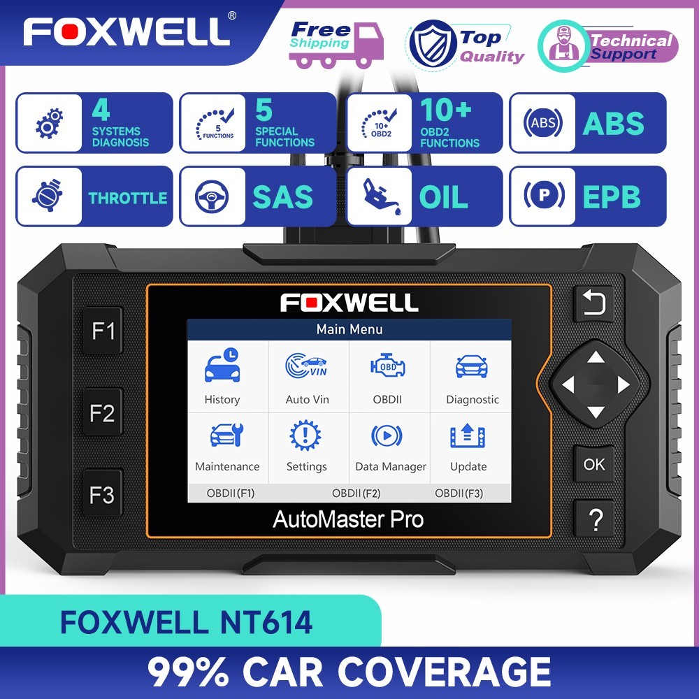 FOXWELL NT614 Elite OBD2 Scanner with SAS Calibration & TPS Reset