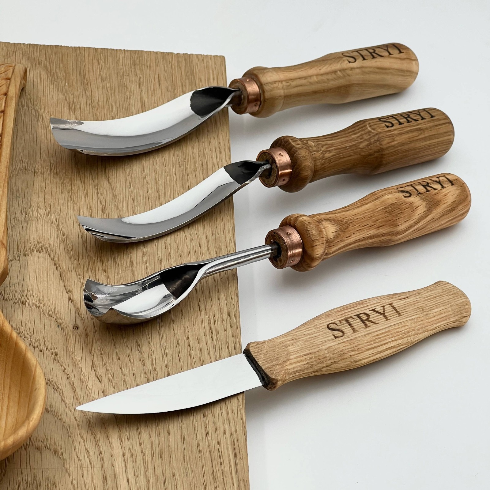 Spoon Wood carving set 4 pcs, Carving tools, Hook knife, STRYI Profi
