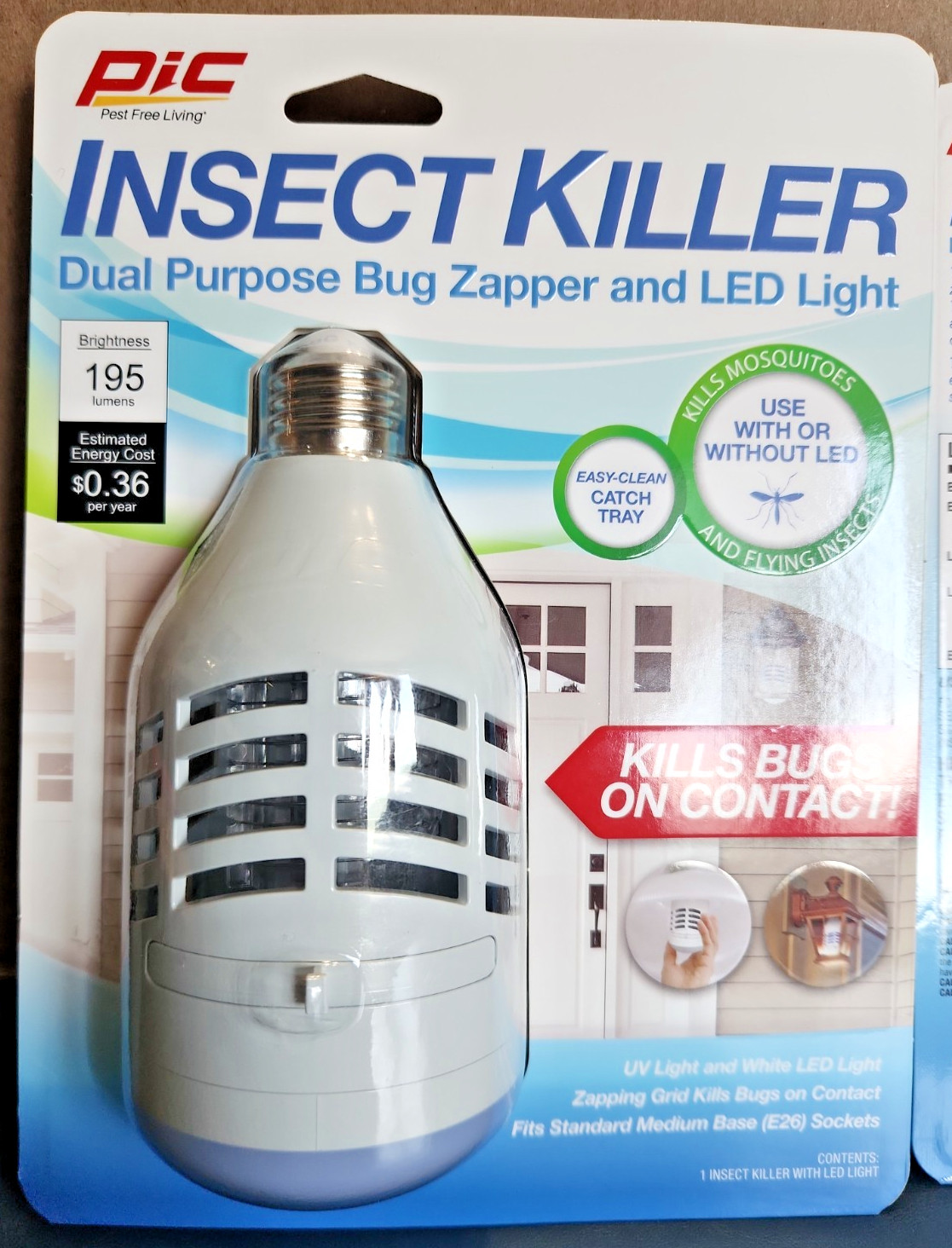 2 Pack NEW PIC Insect Killer 2-in-1 Bug Zapper LED Light Kills Bugs (E)
