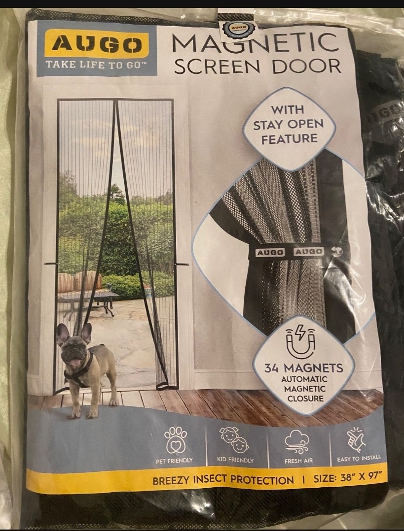 AUGO Magnetic Screen Door - Self Sealing, Heavy Duty, Hands Free Mesh Partition