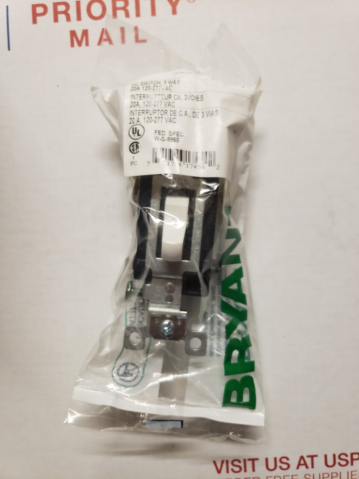 (LOT OF 10) BRYANT 3 WAY AC SWITCH CS320BW SIDE WIRED 20A (WHITE)