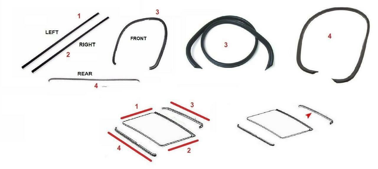 Sunroof MOONROOF Seal Gasket Set FIT FOR Mercedes Benz W123 SEDAN SALOON 4 PCS