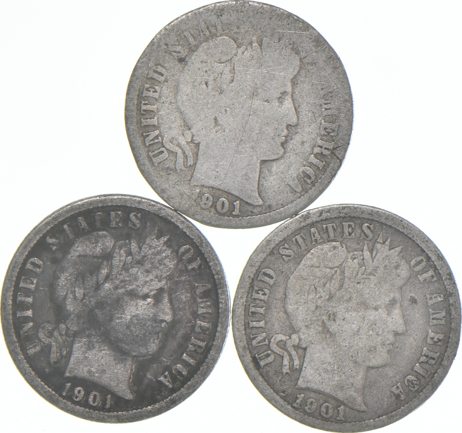 1901-O Barber Dime 90% Silver Average Circ