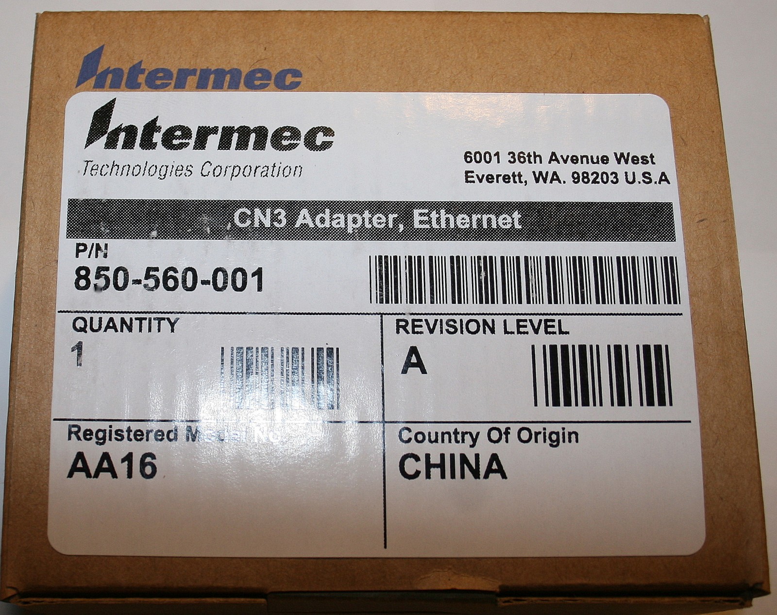 New in Box, NIB, Intermec AA16 CN3 Ethernet Adapter P/N 850-560-001