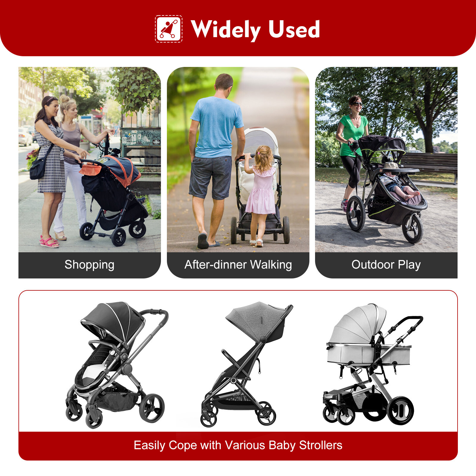 Universal 2 in 1 Stroller Ride Board w/ Detachable Seat, Stroller Glider board