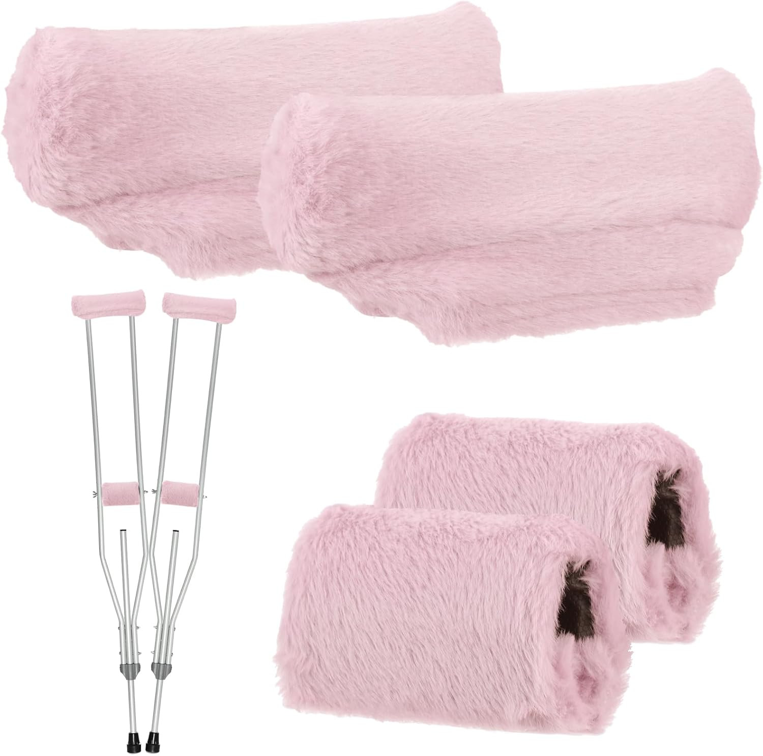 Crutches Padding Universal Soft Armpit & Hand Cushions Covers Pink 4PCS