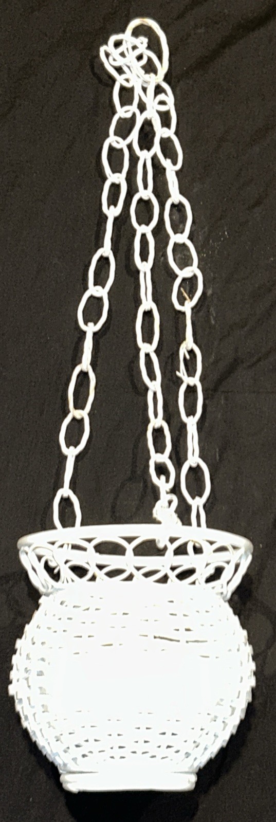 Vintage Hanging White Wicker Planter Basket Cottagecore Boho W7