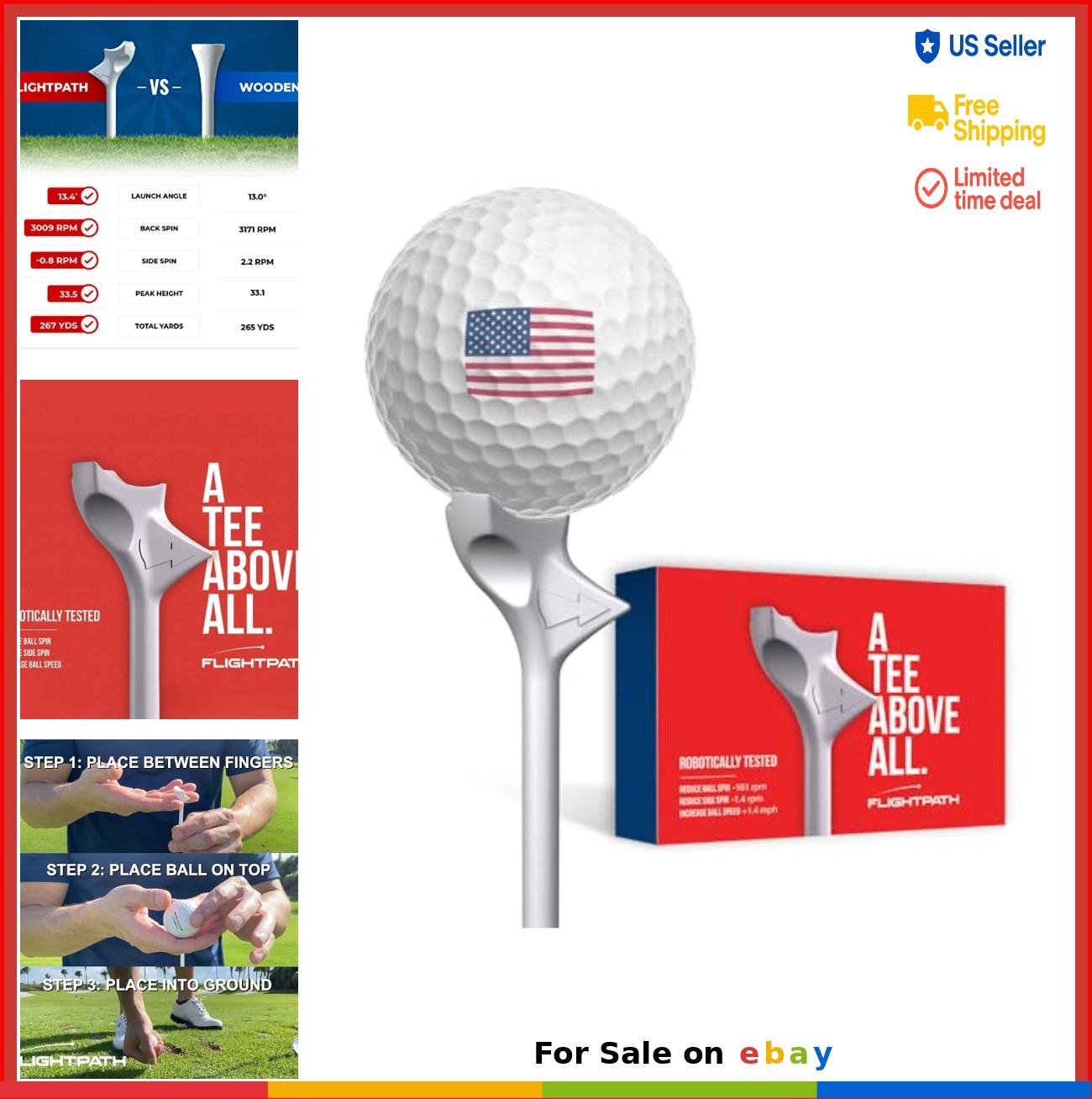 Reduces Friction Golf Tees 8 Pack Plastic Low Spin Zero Friction Long Drive Tees