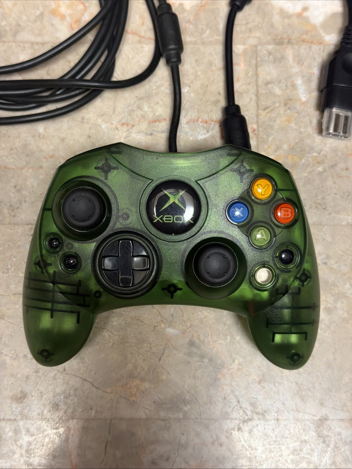 Original Xbox OEM S Type Green Controller New Sticks & Break Cable