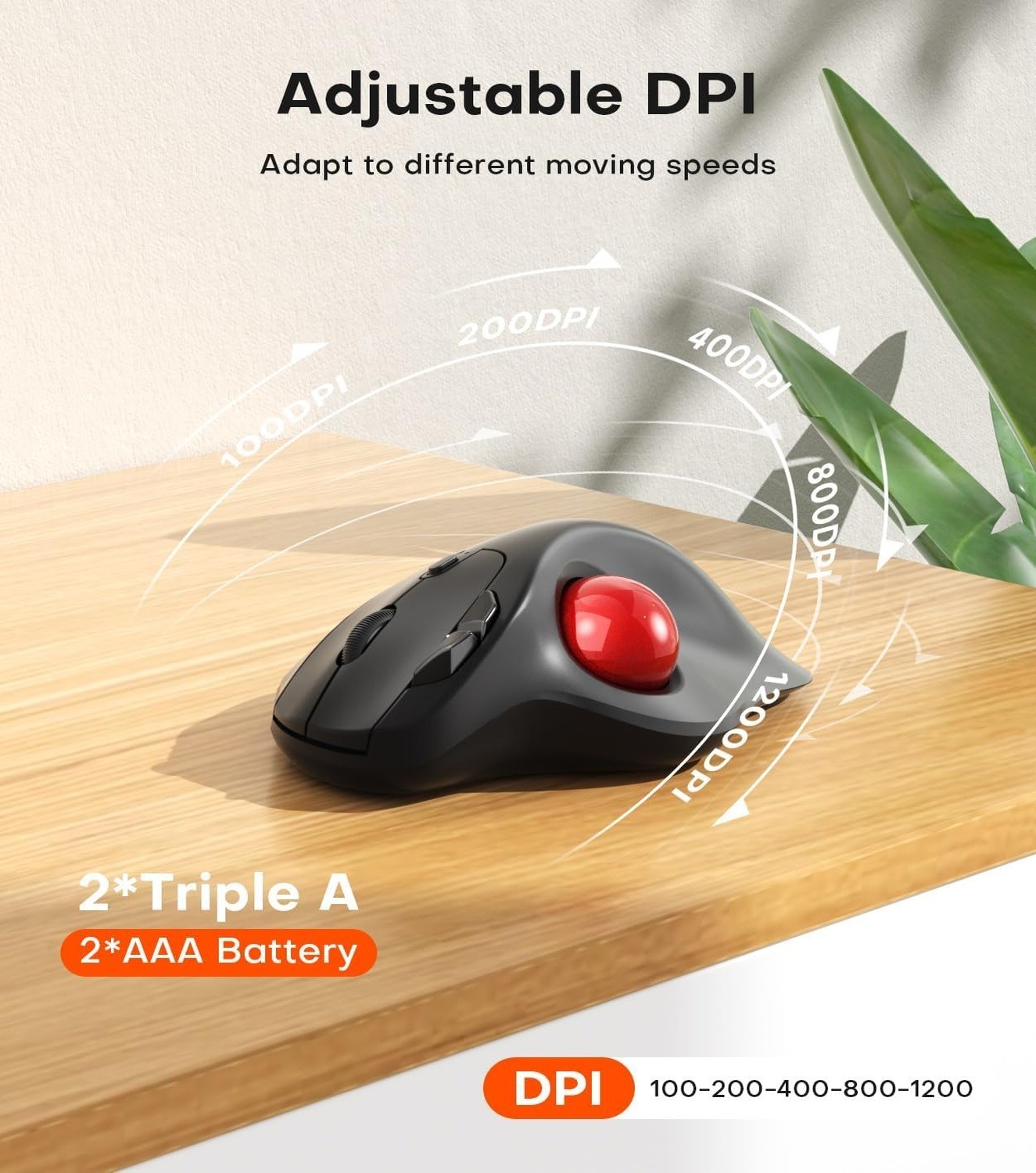 Wireless Ergonomic Trackball Mouse Bluetooth 2.4G Thumb Control Multi Device PC