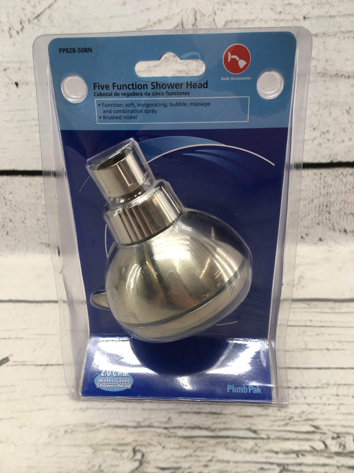 PLUMB PAK PP828-50BN Brushed Nickel 5-Function Shower Head ~ Brand New
