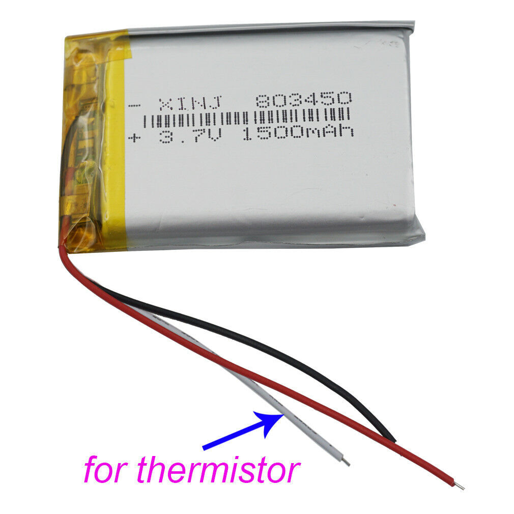 3.7V 1500mAh 803450 Thermistor 3-Wires Rechargeable Replacement Li Lipo Battery