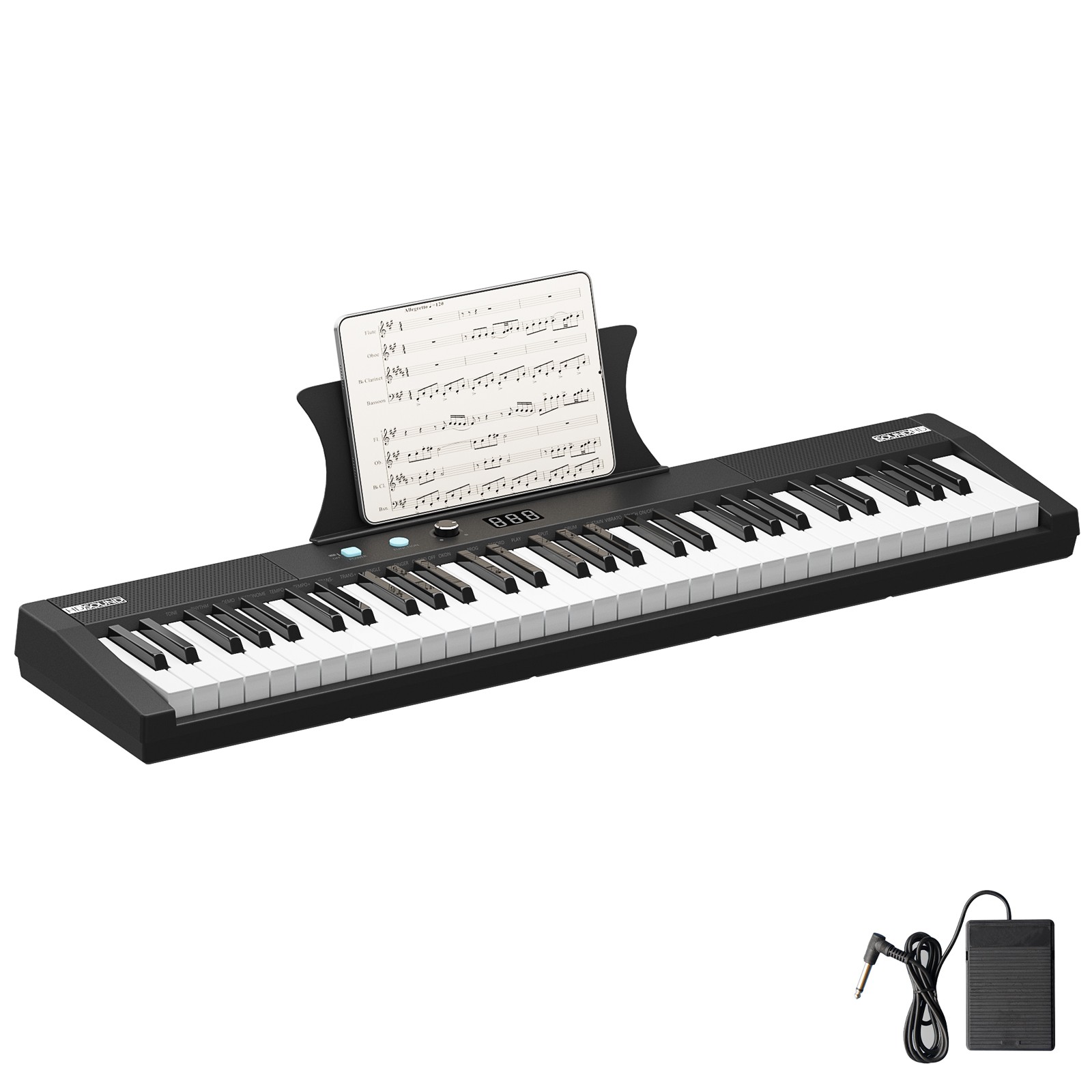 61-Key Semi-Weighted Digital Piano w/Stand, Pedal & Headphones, Portable