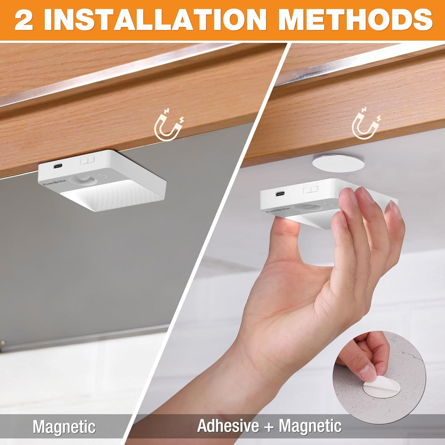Rechargeable Square Motion Sensor LED Night Light, Motion Activated LED Night Li