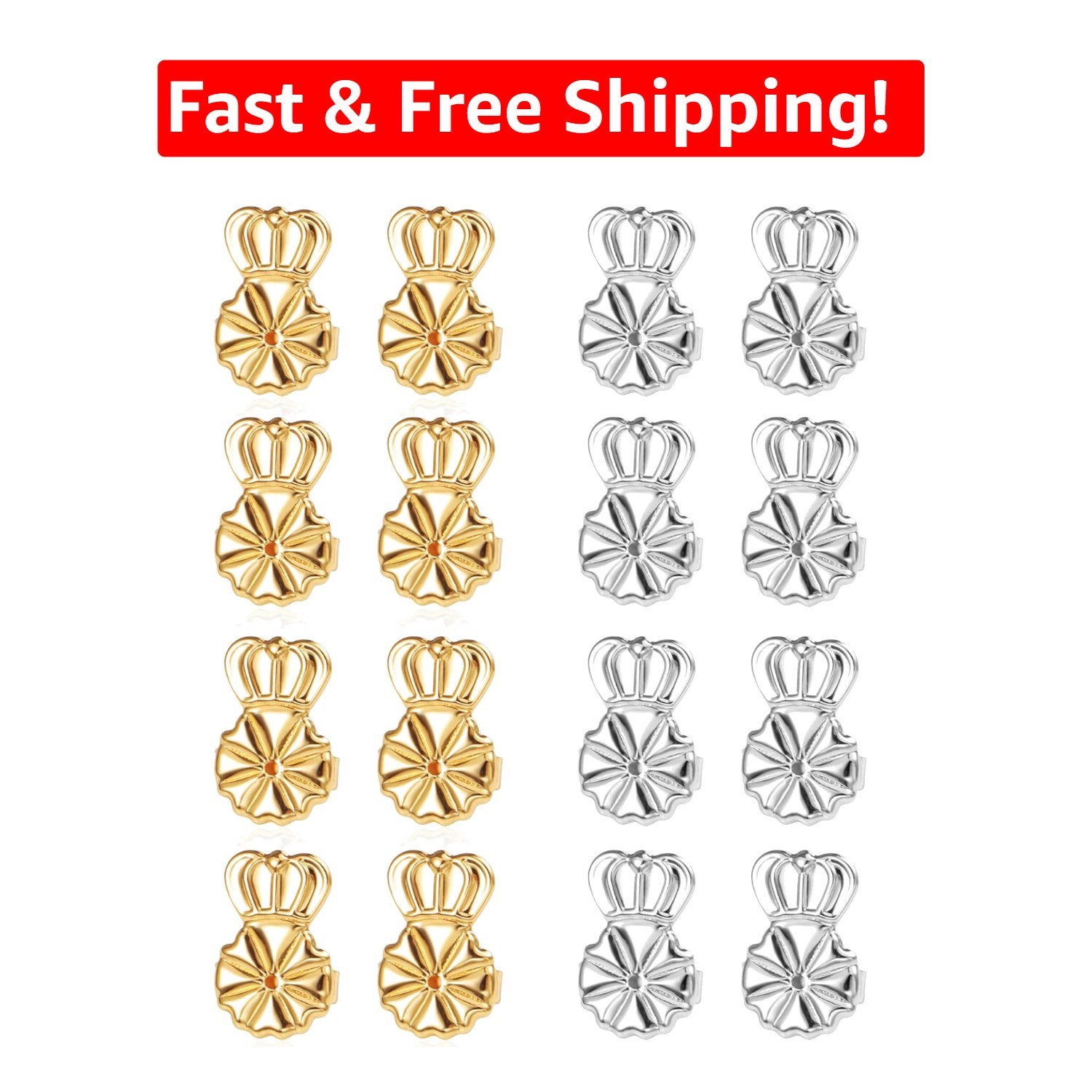 Secure Fit 16PCS Earring Backs in Gold & Silver - Perfect for Heavy Earrings