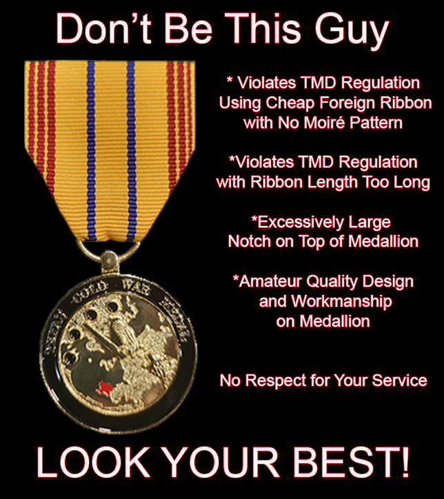 Texas Cold War Medal - Correct Size - Anodized with Moiré or Cotton Ribbon